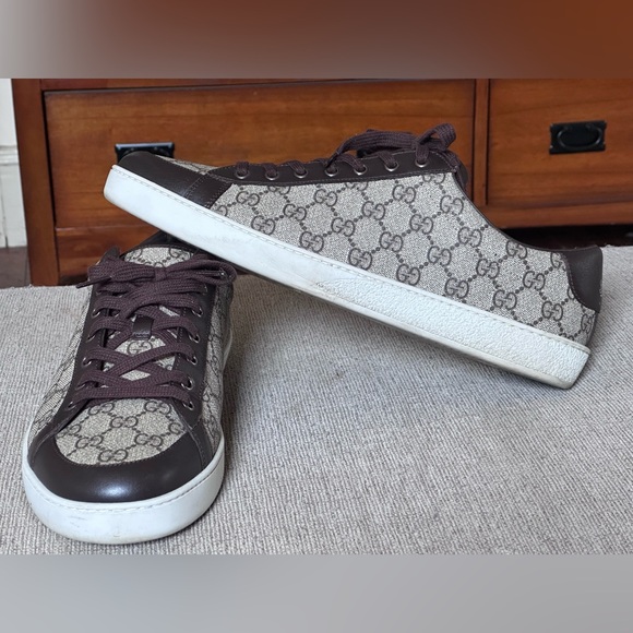Gucci GG Guccissima Monogram Canvas Men Low Top Fashion Sneakers Size 12 G - Picture 5 of 13